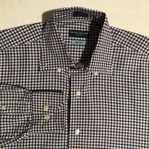 Men's Peter Millar Egyptian Cotton Gingham Button Dress Shirt Size Medium (Trim)